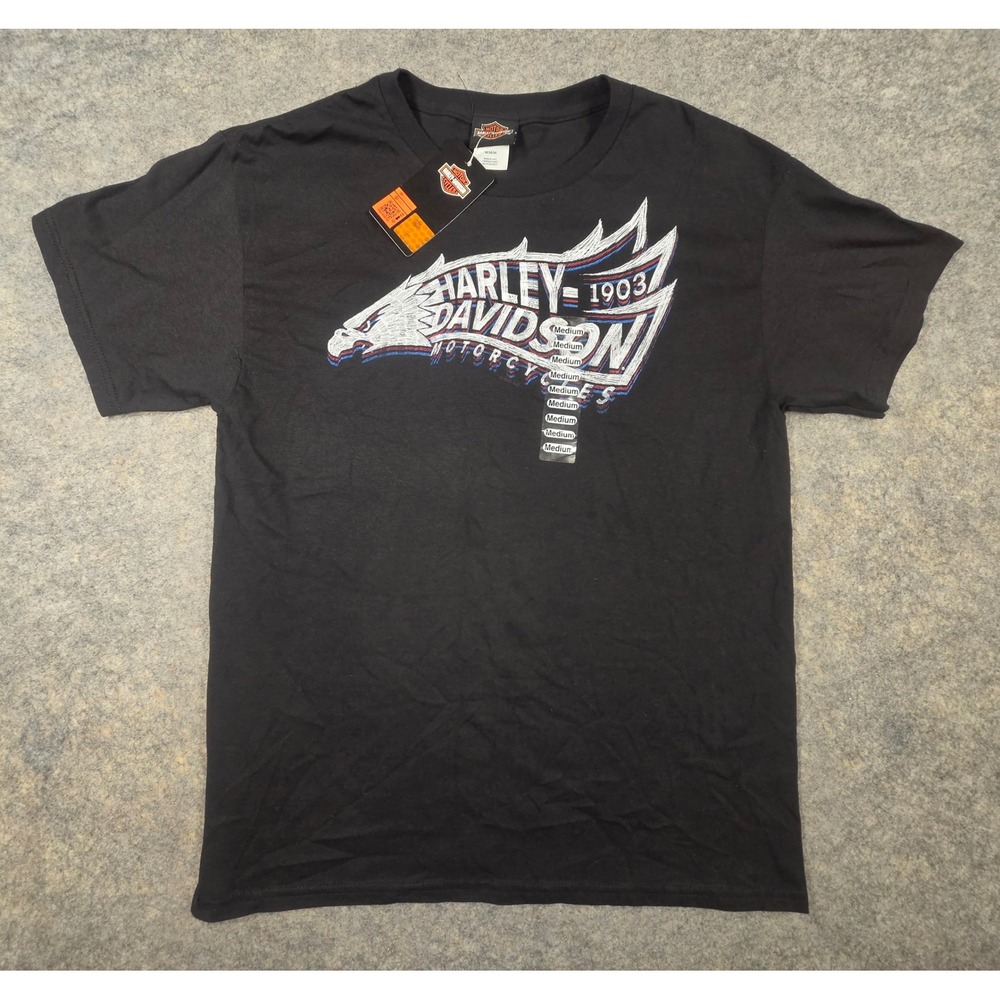 Harley-Davidson Carolina Coast Wilmington NC Eagle Graphic T-Shirt Black MD NEW